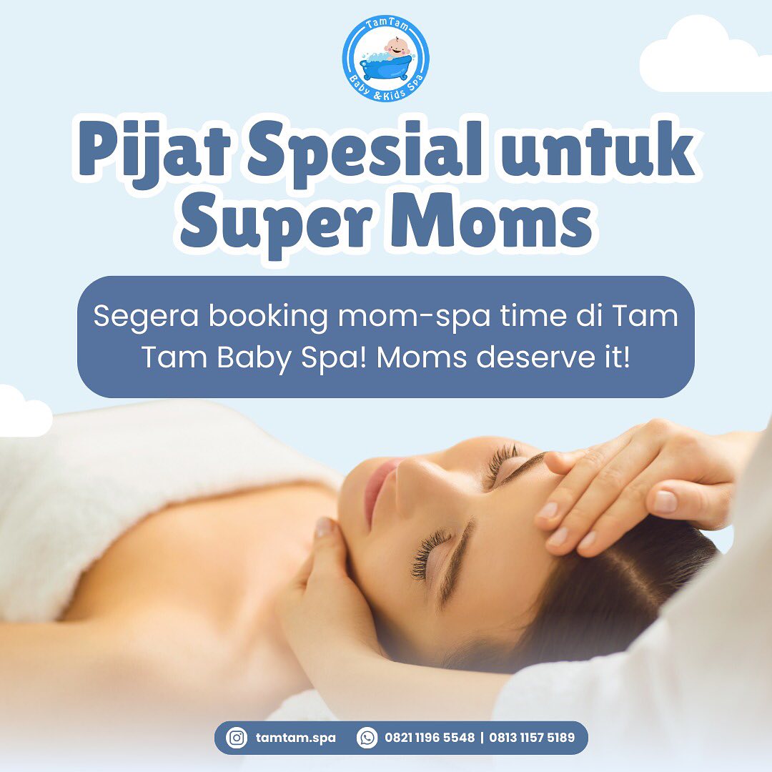 Halo, Moms! Sudah waktunya Anda merawat diri sendiri dengan pijat spesial di Tam Tam Baby Spa. S