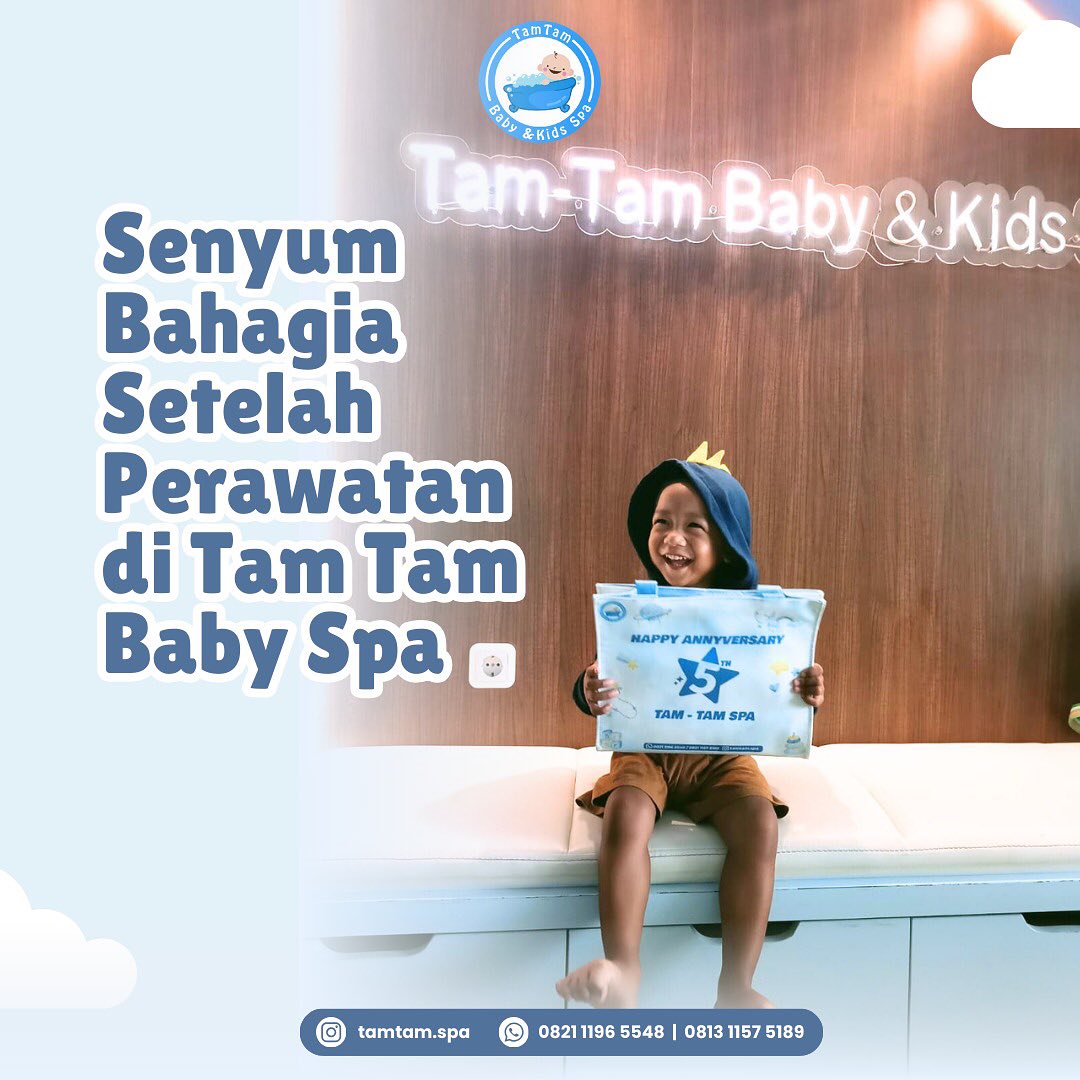 Senyum bahagia si kecil setelah perawatan di Tam Tam Baby Spa! Di sini, setiap momen adalah wakt